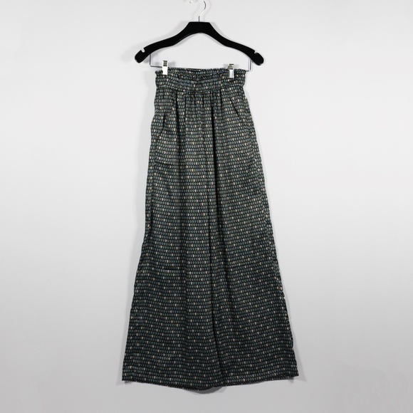 Claudie Pierlot Satin Floaty Wide Leg Mid Rise Small Horse Print Trousers Pants - Picture 1 of 4
